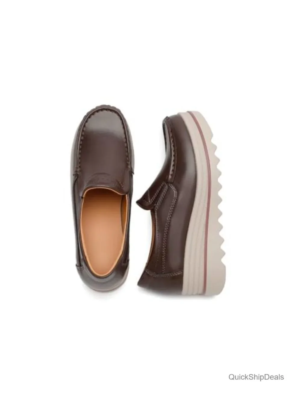 Women's Platform Loafers Slip-On Faux Leather Cushioned Work Shoes